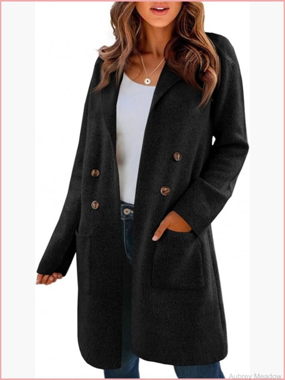 Open Front Chunky Knit Cardigan with Pockets Long Sleeve Dressy Casual